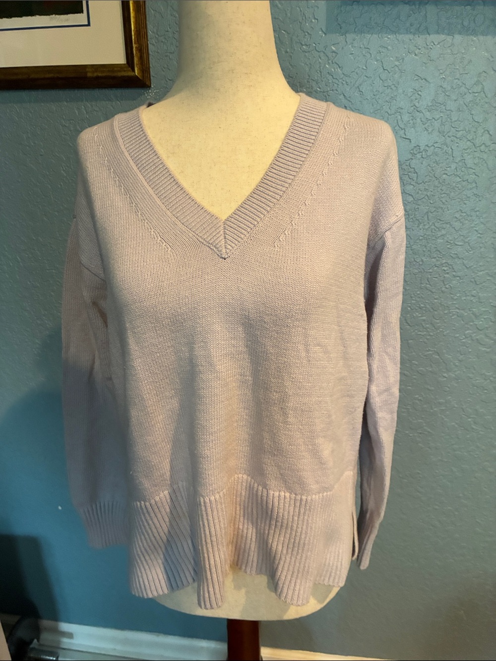 V-Neck Women's Sweater in Light Lavender
